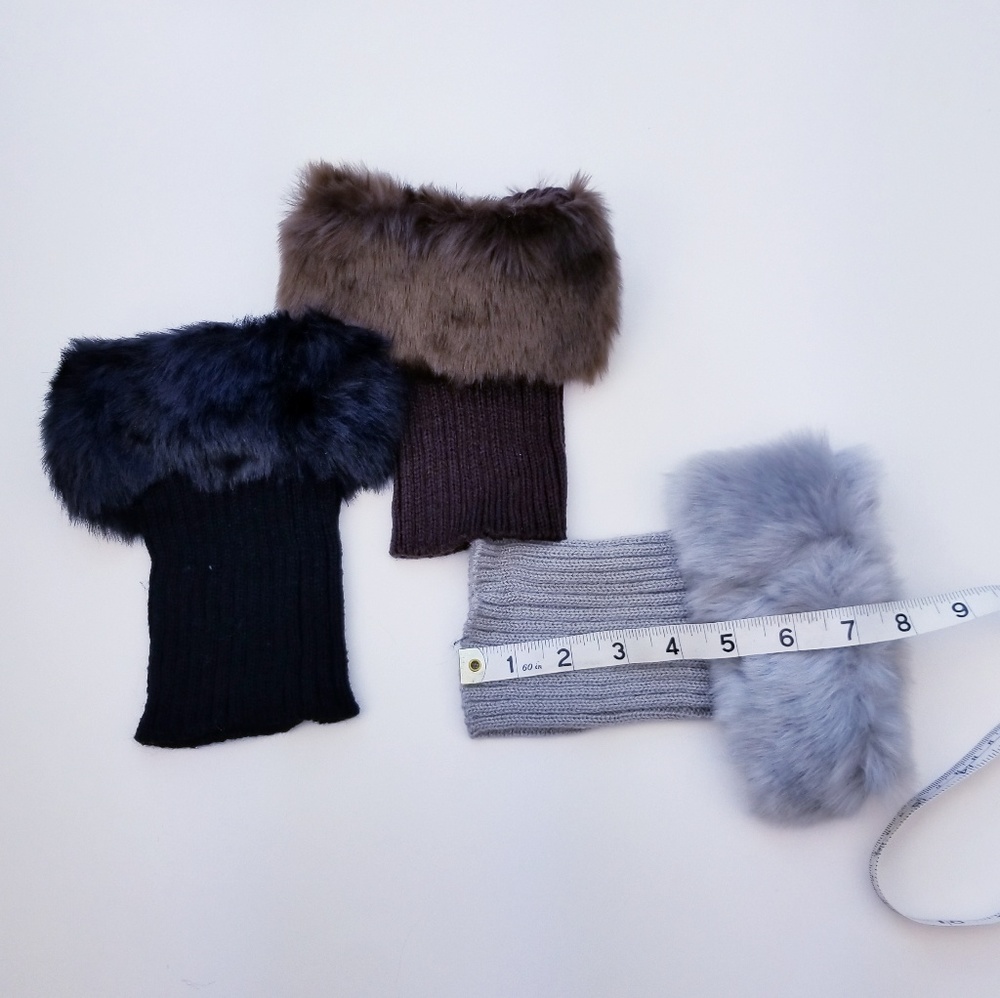 Warm Fur Knit Boot Toper Dress Sock Leg Warmers - Picture 4 of 5